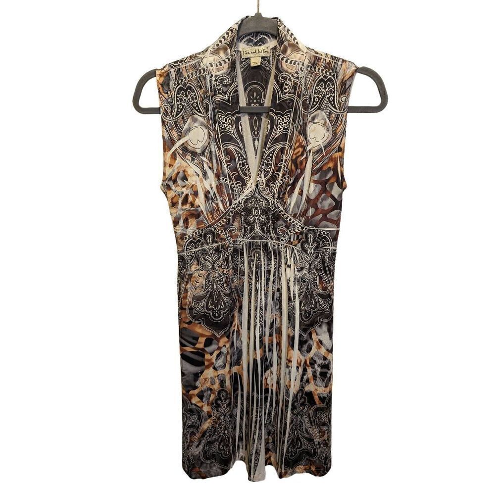 Live and Let Live Empire Waist Sublimation Dress Fairy Whimsical Boho Lace Women
